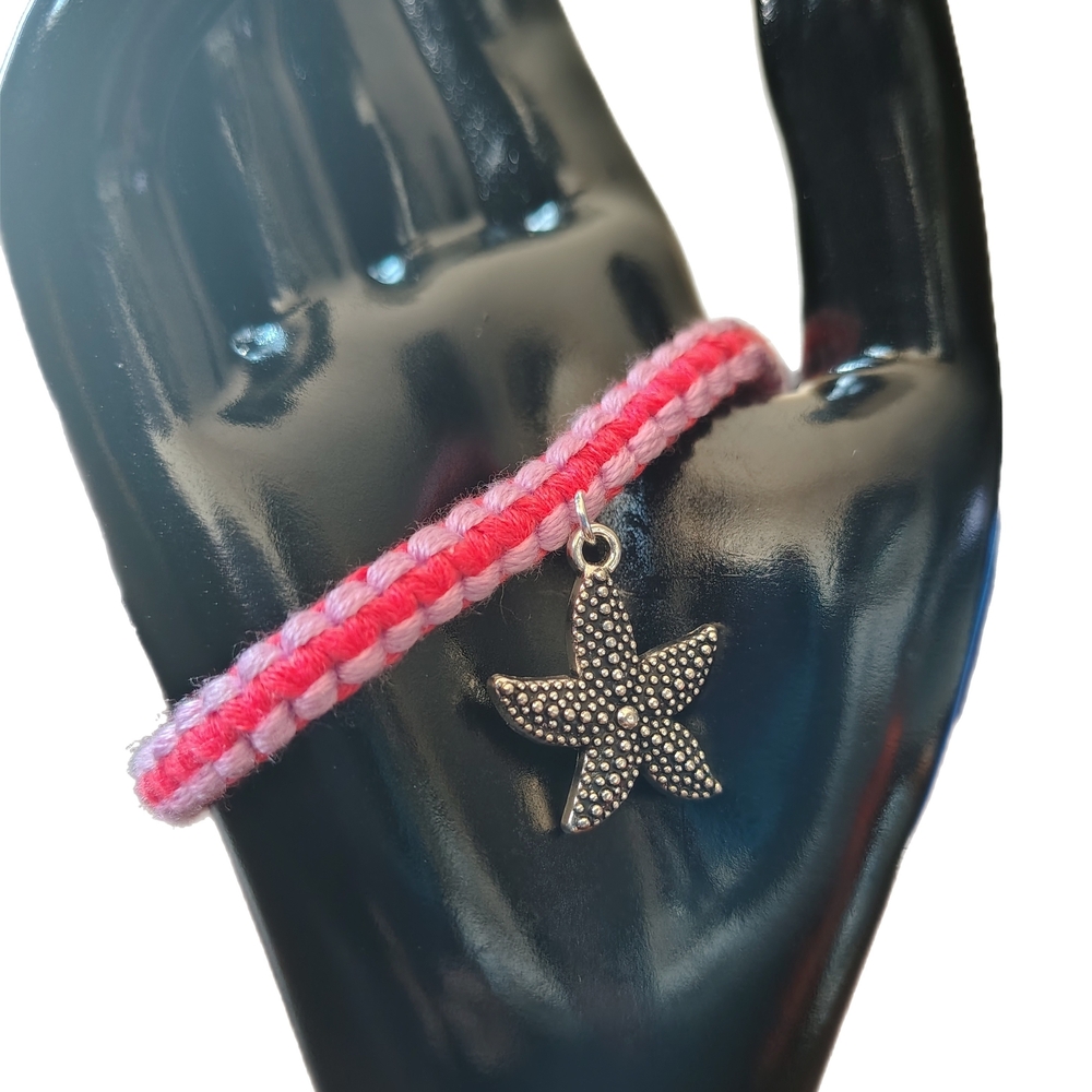 Pink and White Bracelet with Starfish Charm